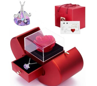 Kit especial San Valentín: Rosa eterna, collar y anillo.